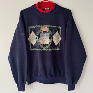 90s vintage winter festive holiday faded graphic cozy crewneck pullover sweater